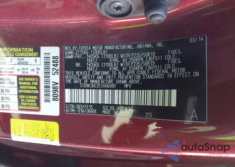 2014 Toyota Sienna Se 8 Passenger from USA, damaged, VIN 5TDXK3DC2ES466080